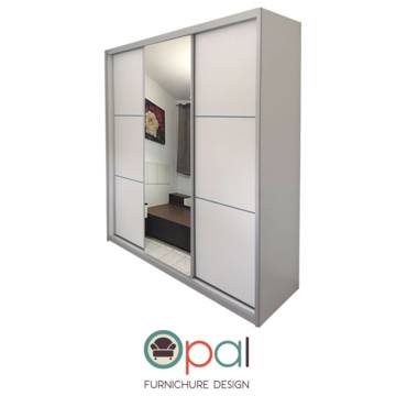 ארון הזזה ענק 3 דלתות ברוחב 2.7 מטר דגם אופל עם דלת מראה  ומסגרות אלומיניום